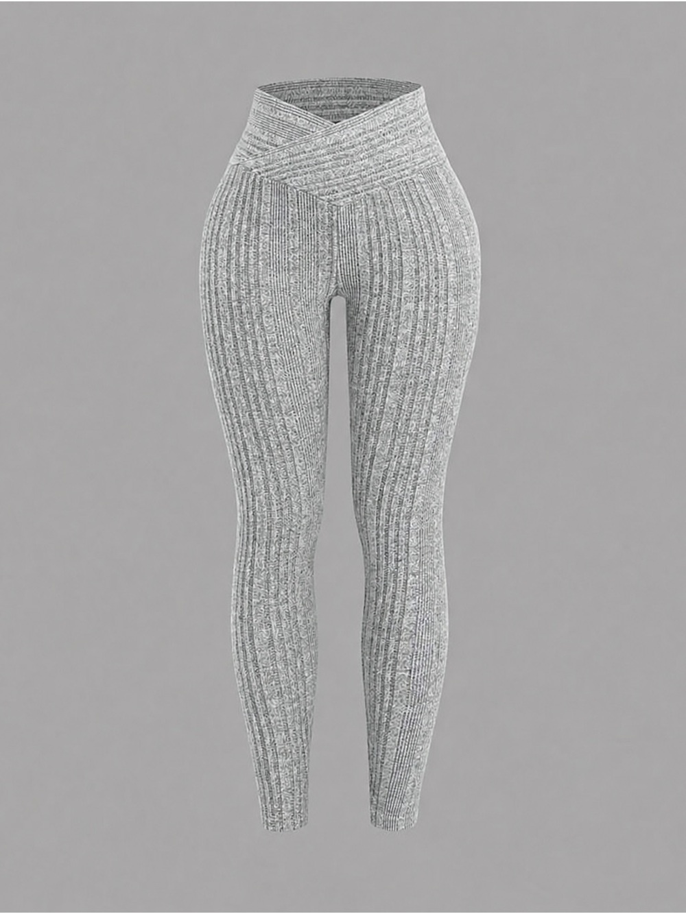 Women’s Gray High V-Waist Ribbed Leggings Size XS